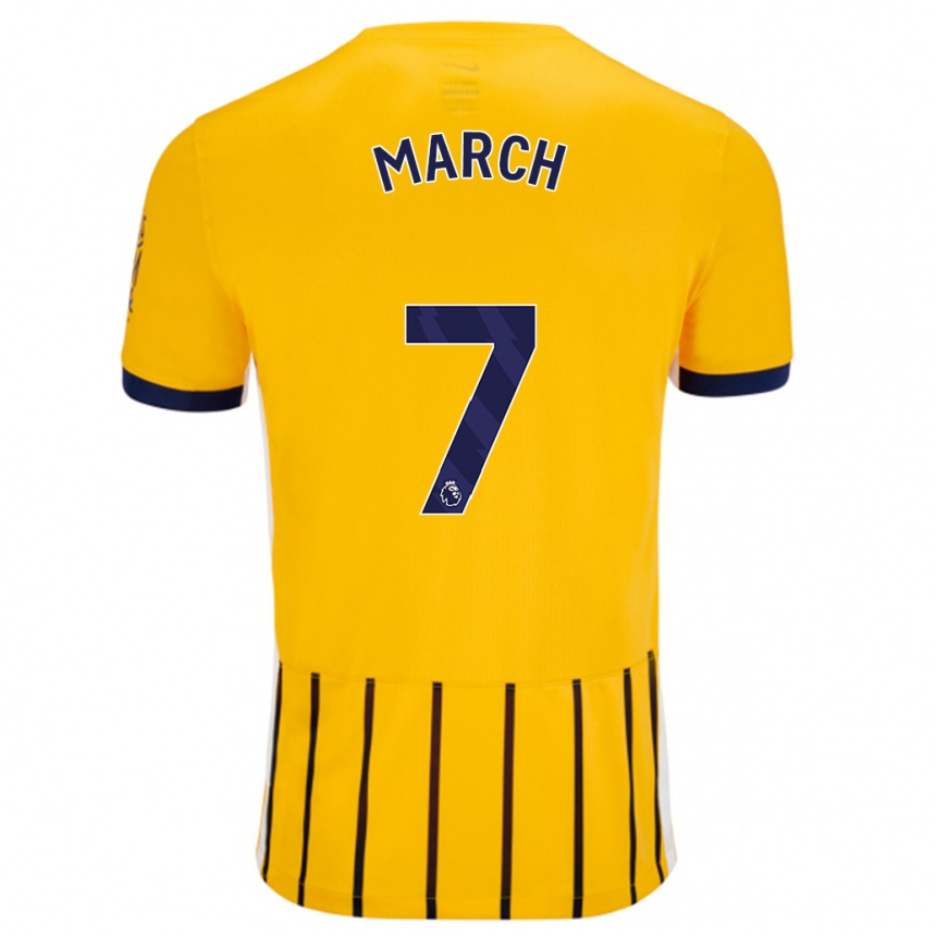 Women Football Solly March #7 Gold Blue Pinstripes Away Jersey 2024/25 T-Shirt Nz