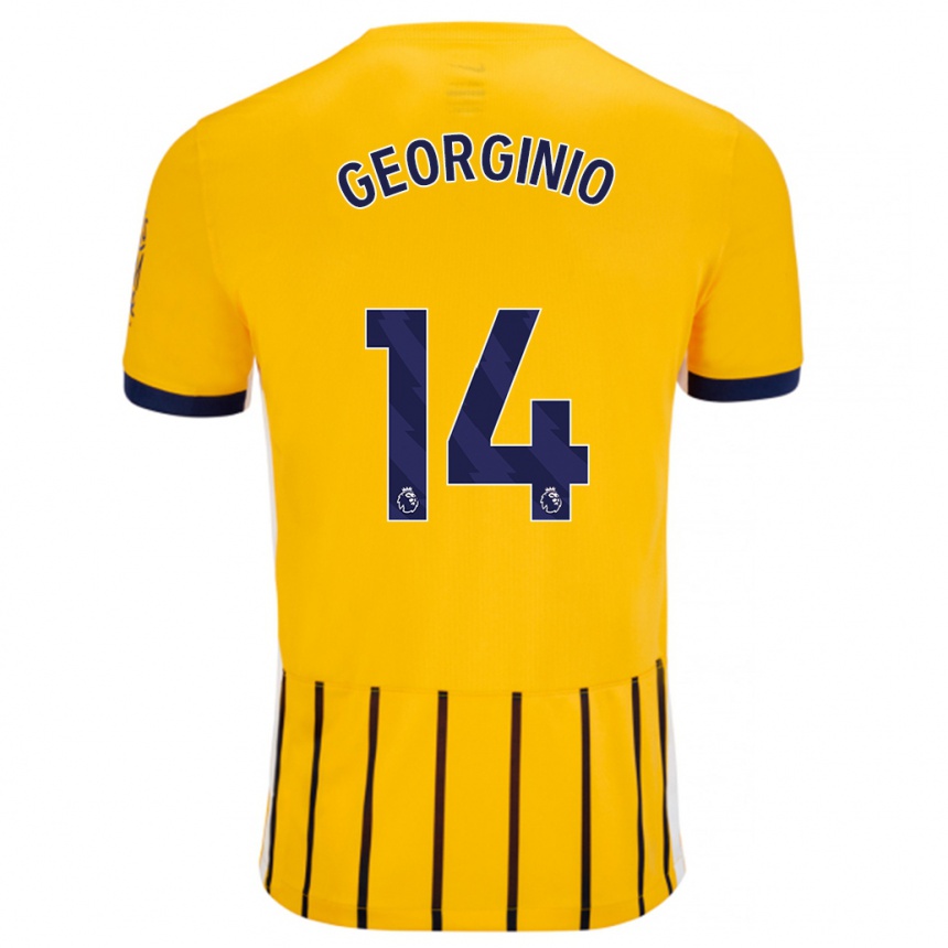 Women Football Georginio Rutter #14 Gold Blue Pinstripes Away Jersey 2024/25 T-Shirt Nz