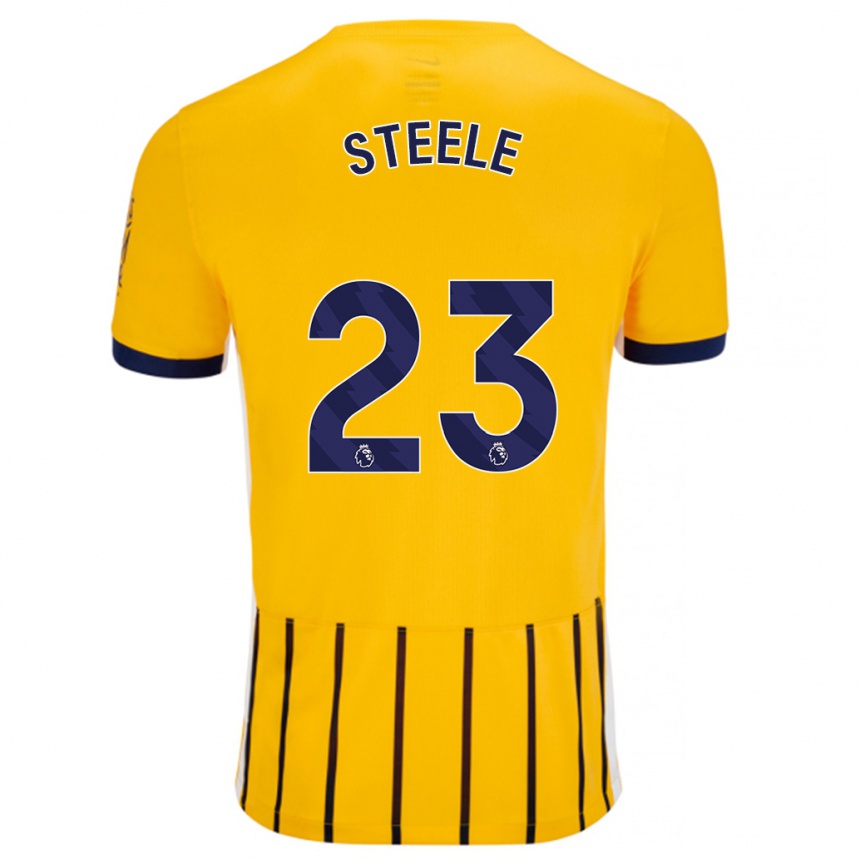 Women Football Jason Steele #23 Gold Blue Pinstripes Away Jersey 2024/25 T-Shirt Nz