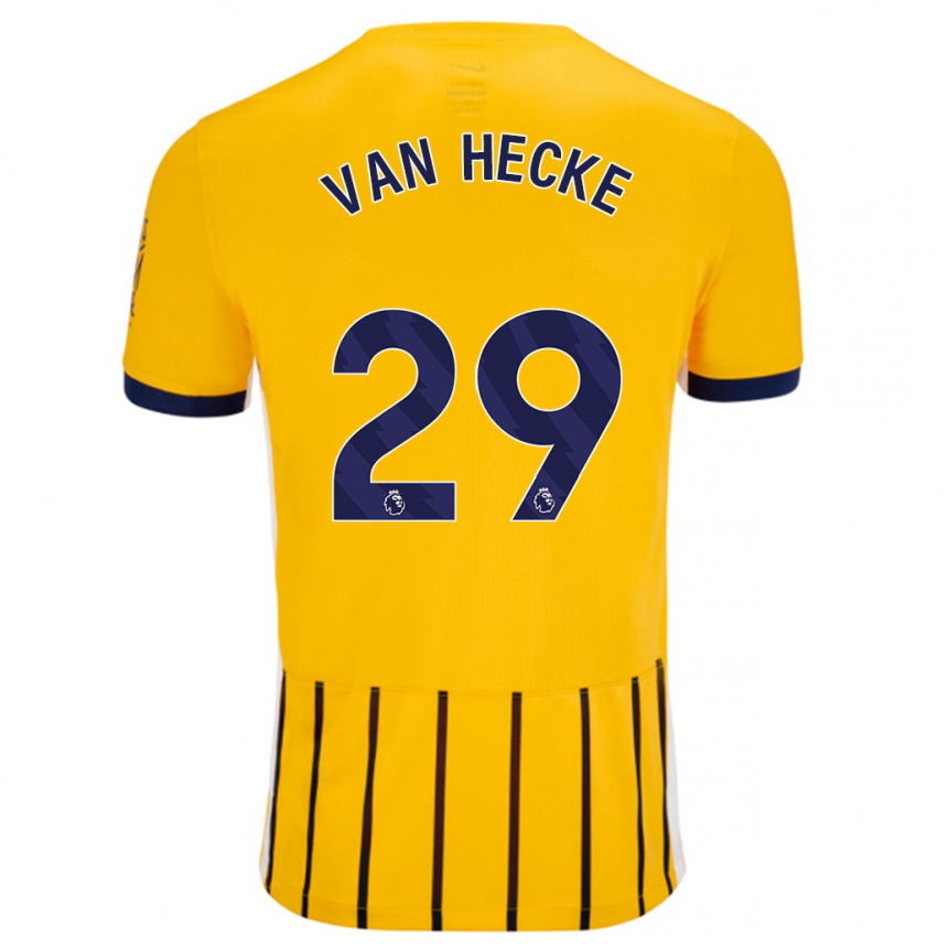 Women Football Jan Paul Van Hecke #29 Gold Blue Pinstripes Away Jersey 2024/25 T-Shirt Nz