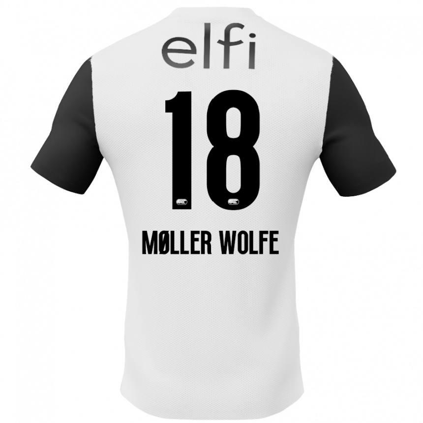 Women Football David Møller Wolfe #18 White Black Away Jersey 2024/25 T-Shirt Nz