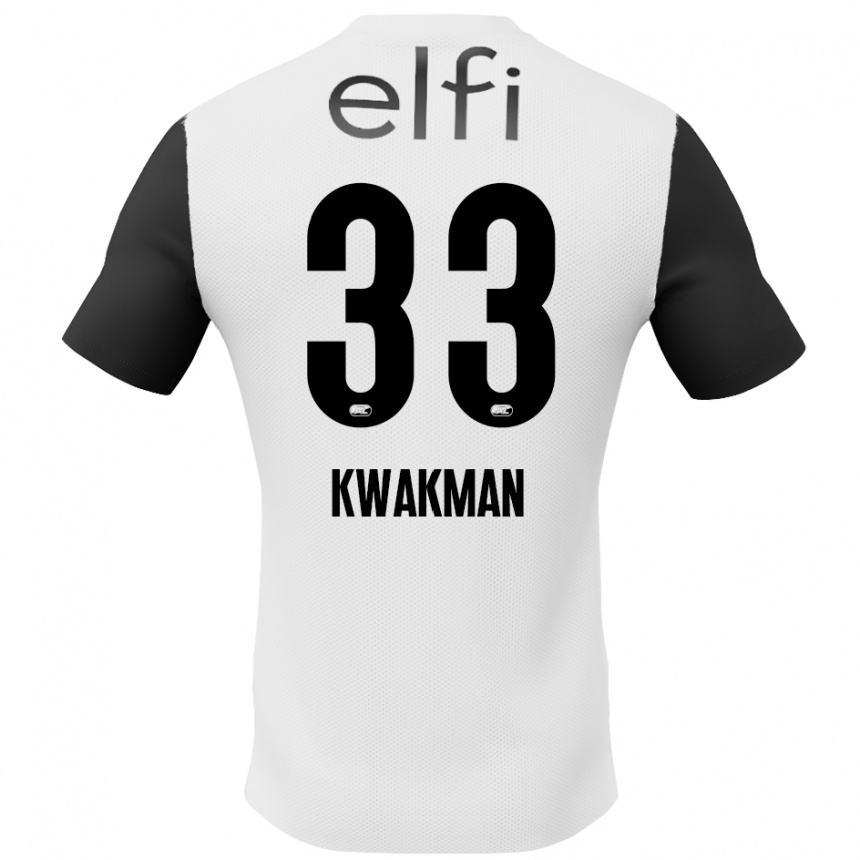 Women Football Dave Kwakman #33 White Black Away Jersey 2024/25 T-Shirt Nz