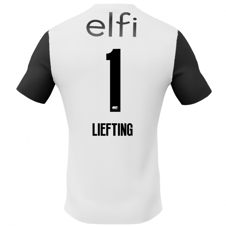 Women Football Femke Liefting #1 White Black Away Jersey 2024/25 T-Shirt Nz