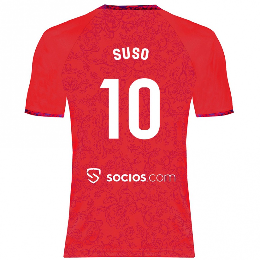 Women Football Suso #10 Red Away Jersey 2024/25 T-Shirt Nz