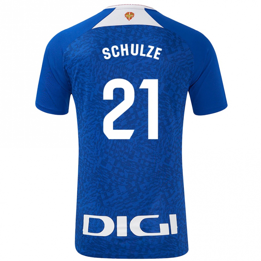 Women Football Bibiane Schulze #21 Royal Blue Away Jersey 2024/25 T-Shirt Nz