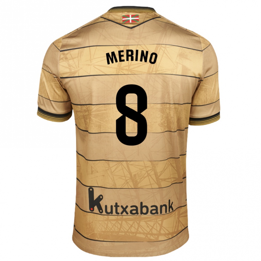 Women Football Mikel Merino #8 Brown Away Jersey 2024/25 T-Shirt Nz