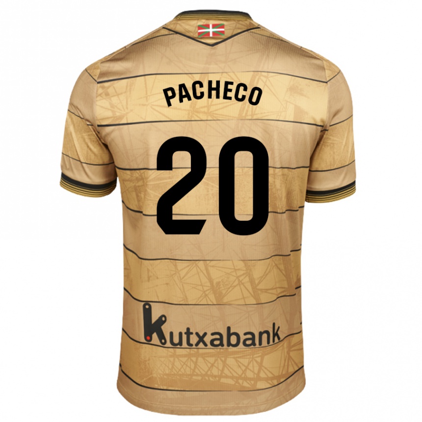 Women Football Jon Pacheco #20 Brown Away Jersey 2024/25 T-Shirt Nz