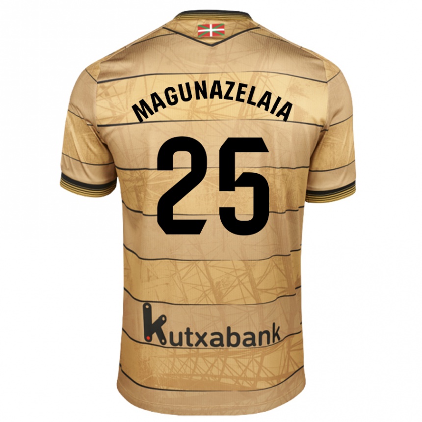 Women Football Jon Magunazelaia #25 Brown Away Jersey 2024/25 T-Shirt Nz