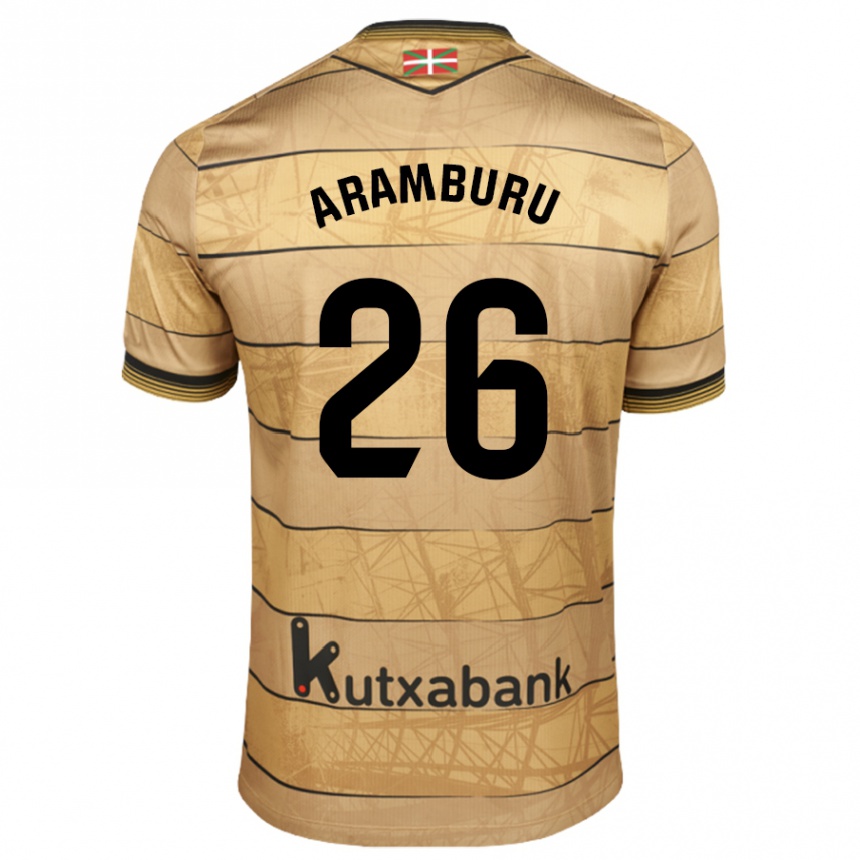 Women Football Jon Aramburu #26 Brown Away Jersey 2024/25 T-Shirt Nz