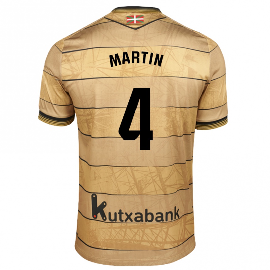 Women Football Jon Martín #4 Brown Away Jersey 2024/25 T-Shirt Nz