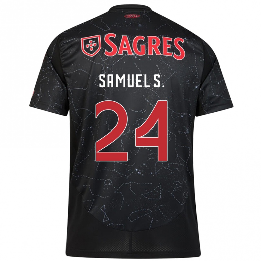 Women Football Samuel Soares #24 Black Red Away Jersey 2024/25 T-Shirt Nz