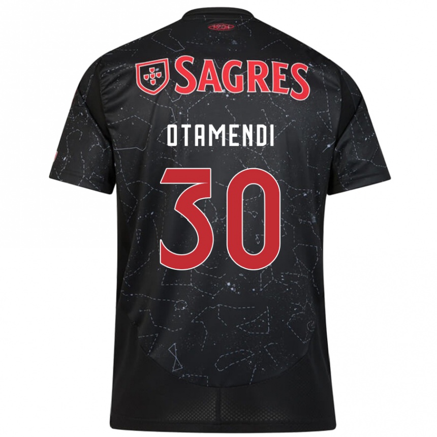 Women Football Nicolás Otamendi #30 Black Red Away Jersey 2024/25 T-Shirt Nz