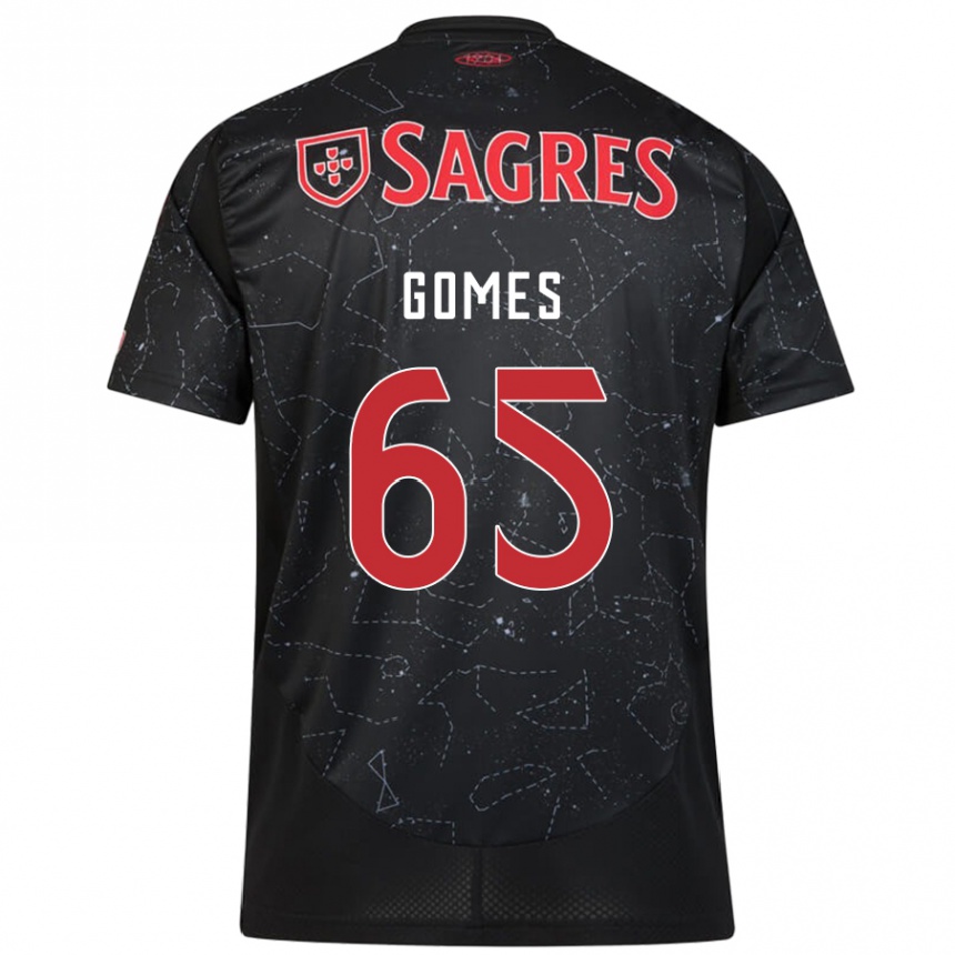 Women Football André Gomes #65 Black Red Away Jersey 2024/25 T-Shirt Nz