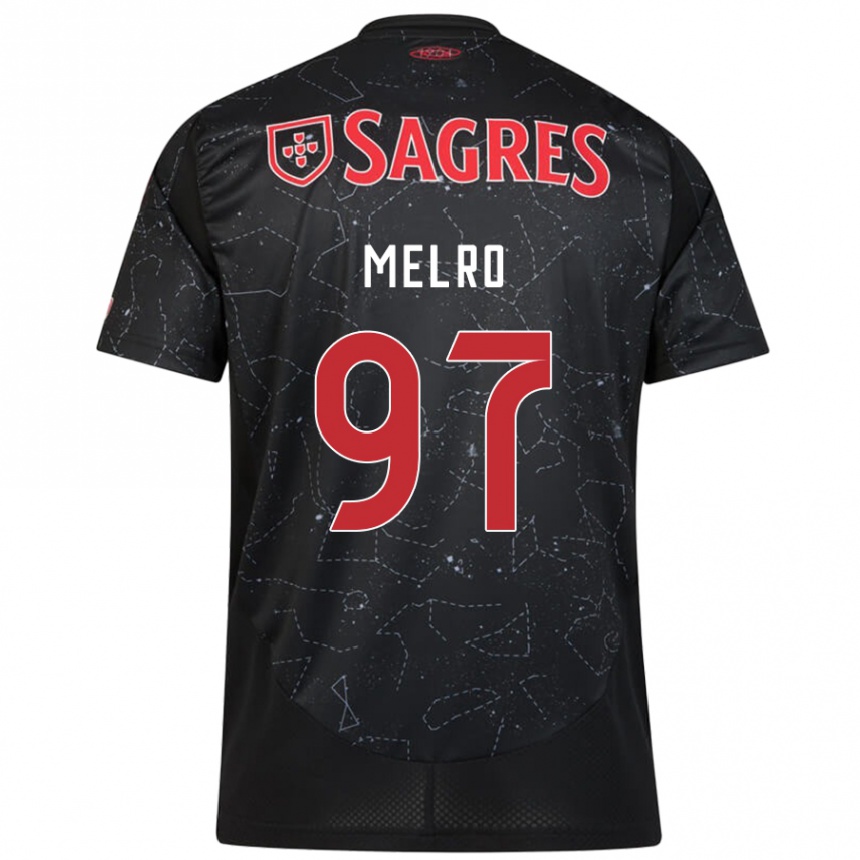 Women Football José Melro #97 Black Red Away Jersey 2024/25 T-Shirt Nz