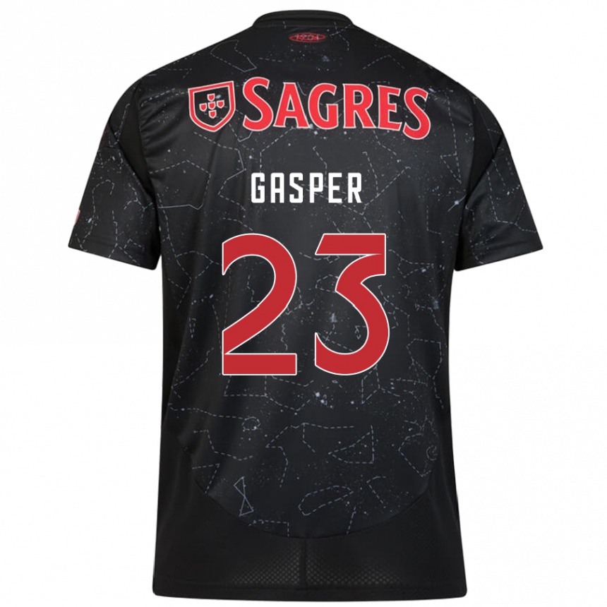 Women Football Anna Gasper #23 Black Red Away Jersey 2024/25 T-Shirt Nz