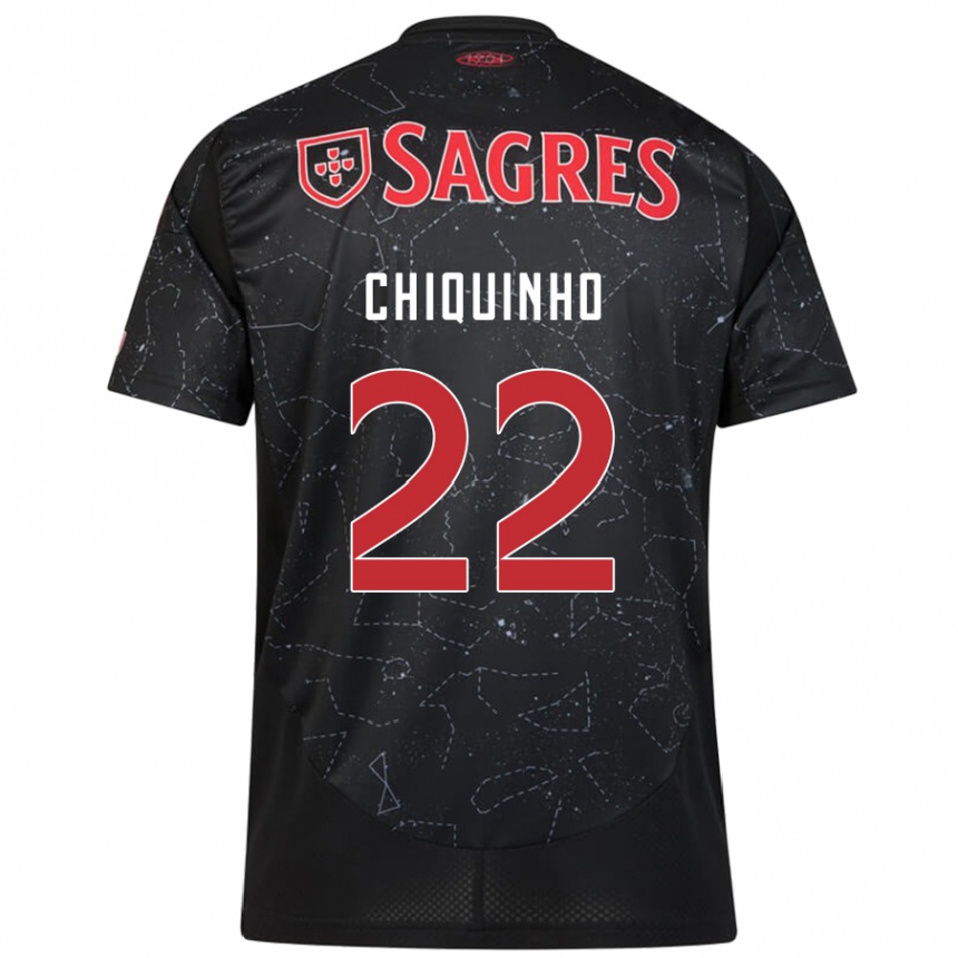 Women Football Chiquinho #22 Black Red Away Jersey 2024/25 T-Shirt Nz