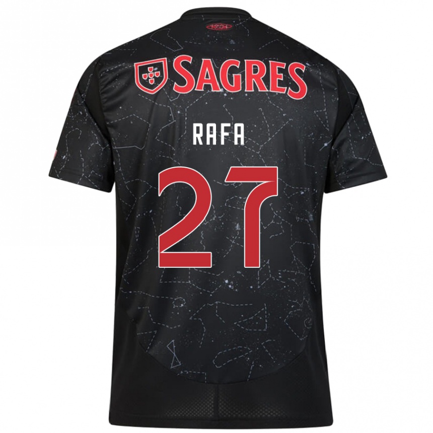 Women Football Rafa #27 Black Red Away Jersey 2024/25 T-Shirt Nz