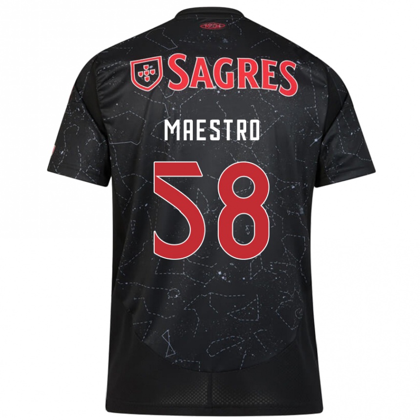 Women Football Maestro #58 Black Red Away Jersey 2024/25 T-Shirt Nz