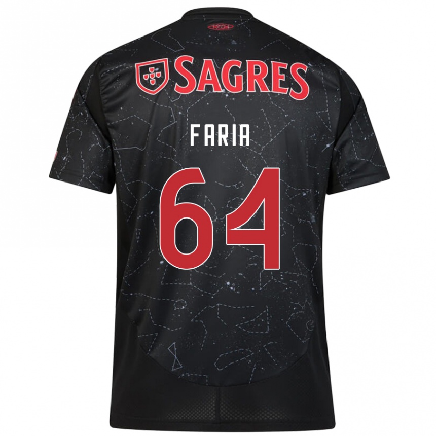 Women Football Hugo Faria #64 Black Red Away Jersey 2024/25 T-Shirt Nz