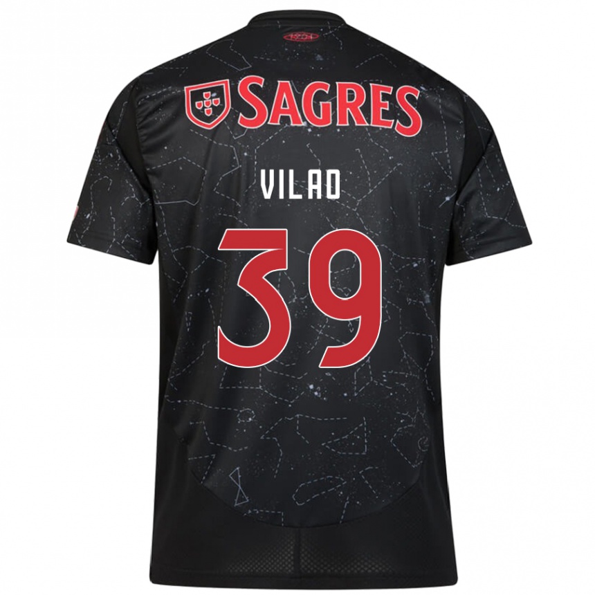 Women Football Carolina Vilao #39 Black Red Away Jersey 2024/25 T-Shirt Nz