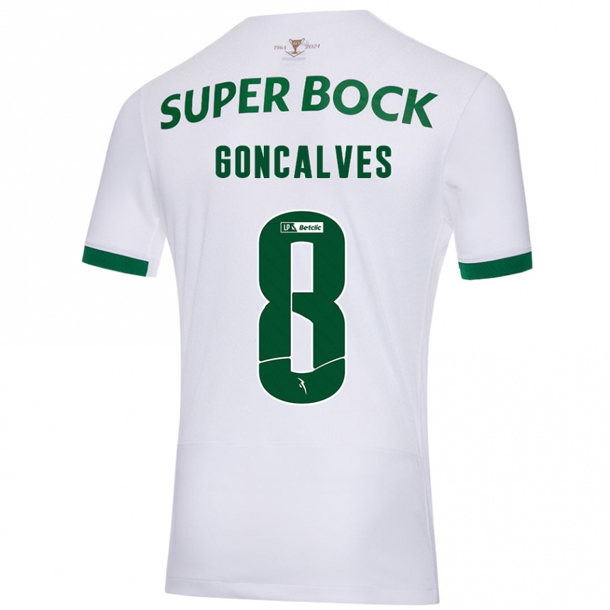 Women Football Pedro Gonçalves #8 White Green Away Jersey 2024/25 T-Shirt Nz