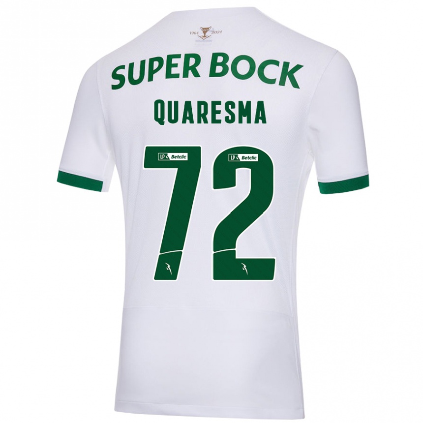 Women Football Eduardo Quaresma #72 White Green Away Jersey 2024/25 T-Shirt Nz