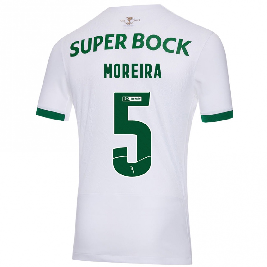 Women Football David Moreira #5 White Green Away Jersey 2024/25 T-Shirt Nz