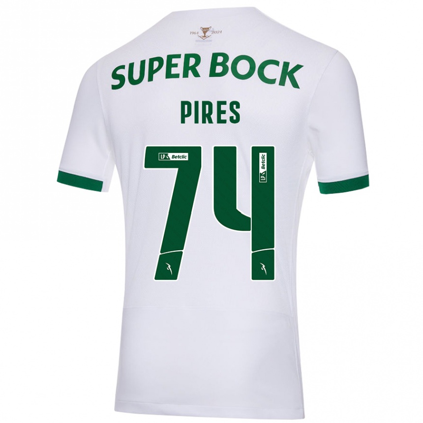 Women Football Guilherme Pires #74 White Green Away Jersey 2024/25 T-Shirt Nz