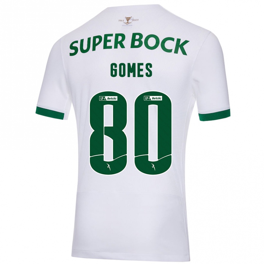 Women Football Luís Gomes #80 White Green Away Jersey 2024/25 T-Shirt Nz