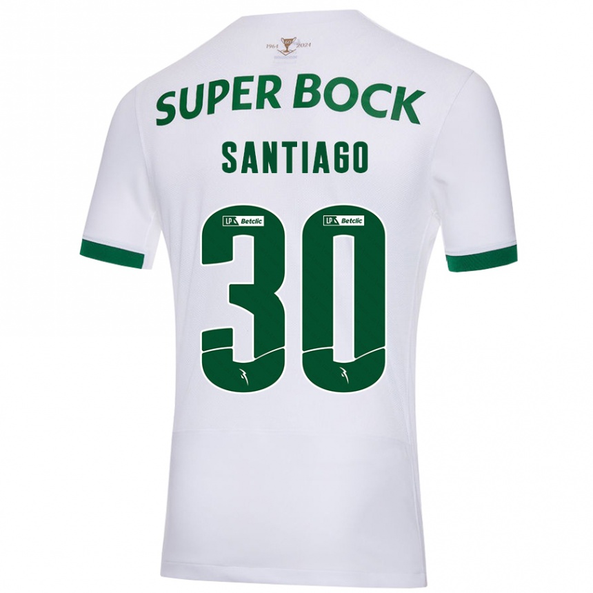 Women Football Carolina Santiago #30 White Green Away Jersey 2024/25 T-Shirt Nz