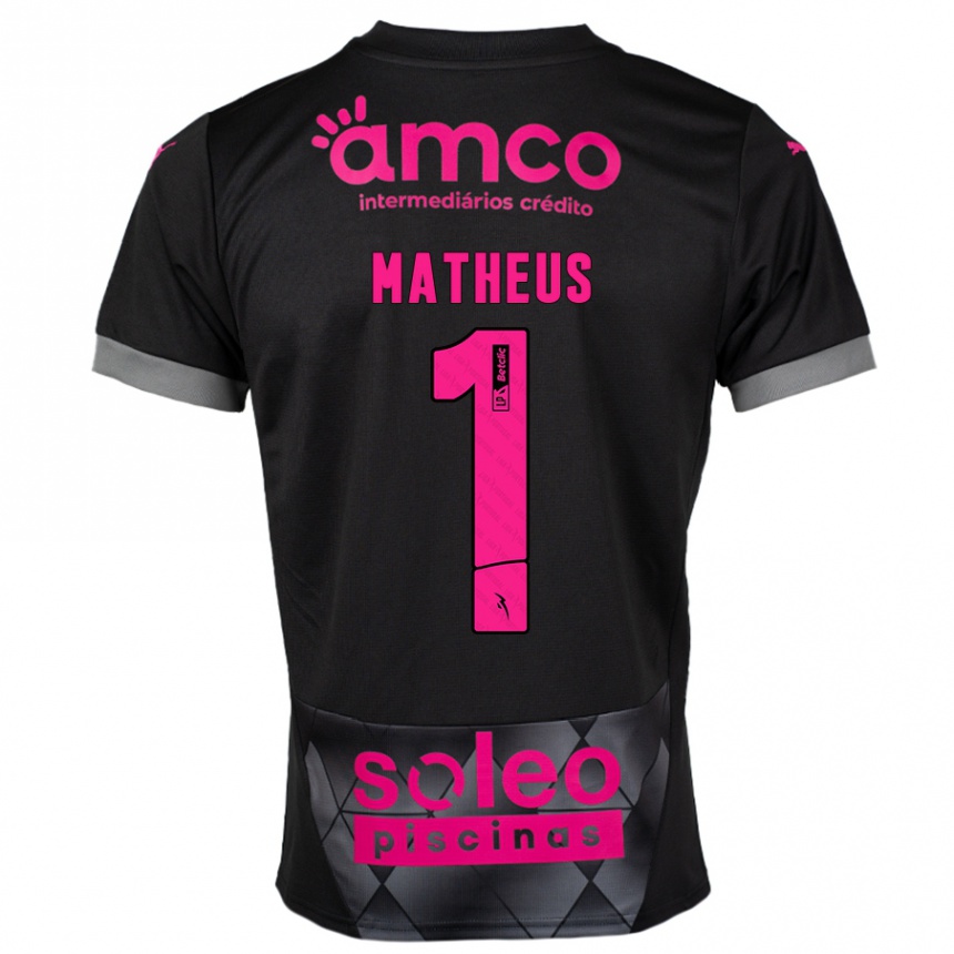 Women Football Matheus #1 Black Pink Away Jersey 2024/25 T-Shirt Nz