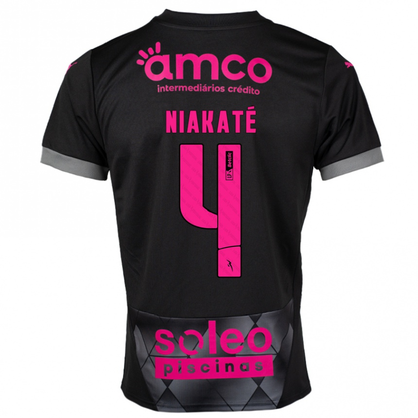 Women Football Sikou Niakaté #4 Black Pink Away Jersey 2024/25 T-Shirt Nz