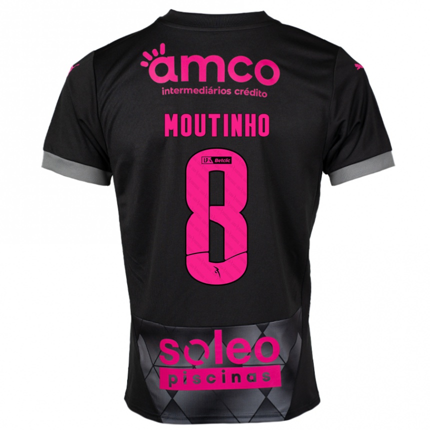 Women Football João Moutinho #8 Black Pink Away Jersey 2024/25 T-Shirt Nz