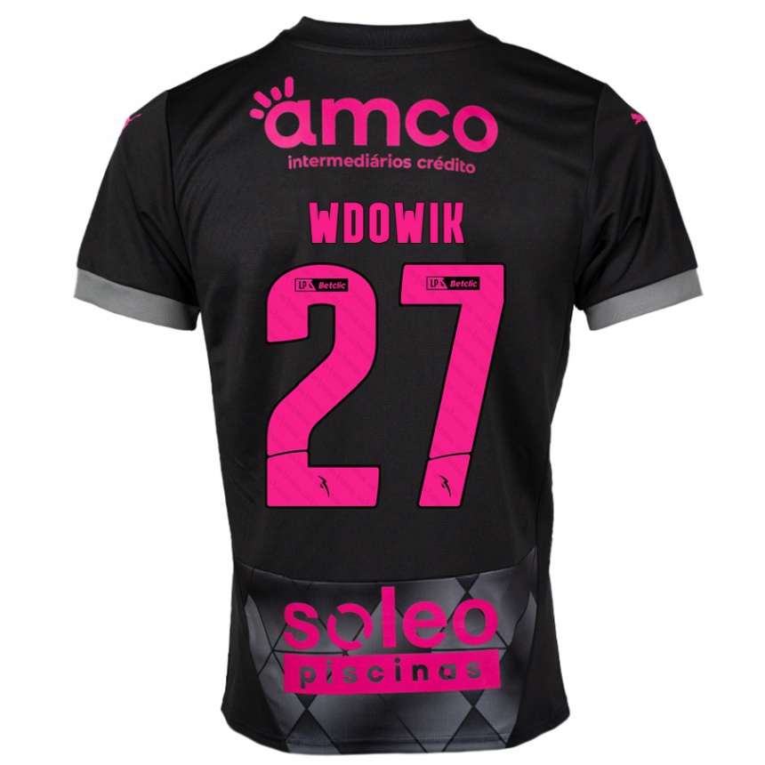 Women Football Bartlomiej Wdowik #27 Black Pink Away Jersey 2024/25 T-Shirt Nz