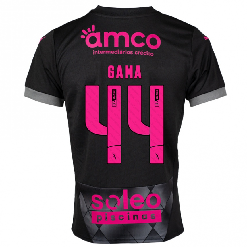 Women Football Dinis Gama #44 Black Pink Away Jersey 2024/25 T-Shirt Nz