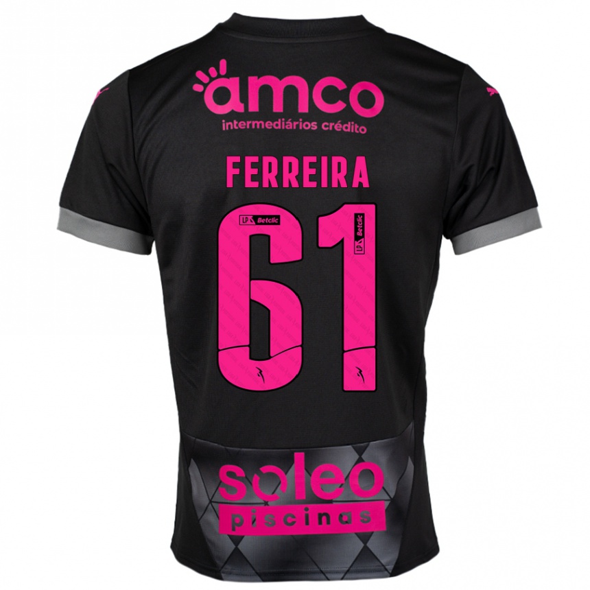 Women Football Tiago Ferreira #61 Black Pink Away Jersey 2024/25 T-Shirt Nz