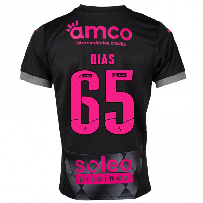 Women Football Leandro Dias #65 Black Pink Away Jersey 2024/25 T-Shirt Nz