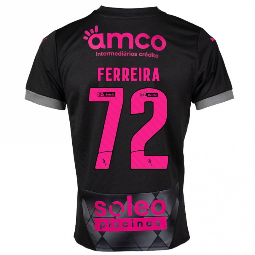 Women Football André Ferreira #72 Black Pink Away Jersey 2024/25 T-Shirt Nz