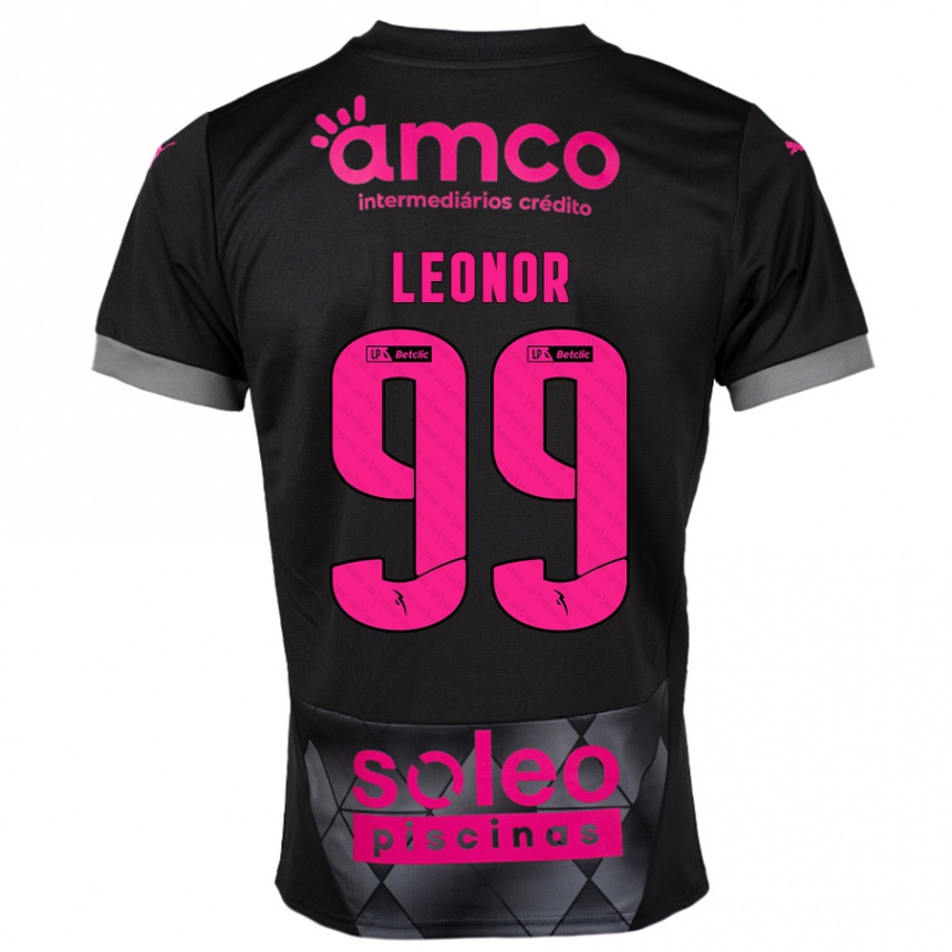 Women Football Maria Leonor #99 Black Pink Away Jersey 2024/25 T-Shirt Nz