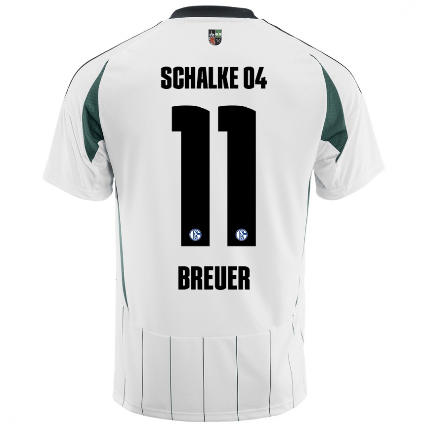 Women Football Simon Breuer #11 White Green Away Jersey 2024/25 T-Shirt Nz