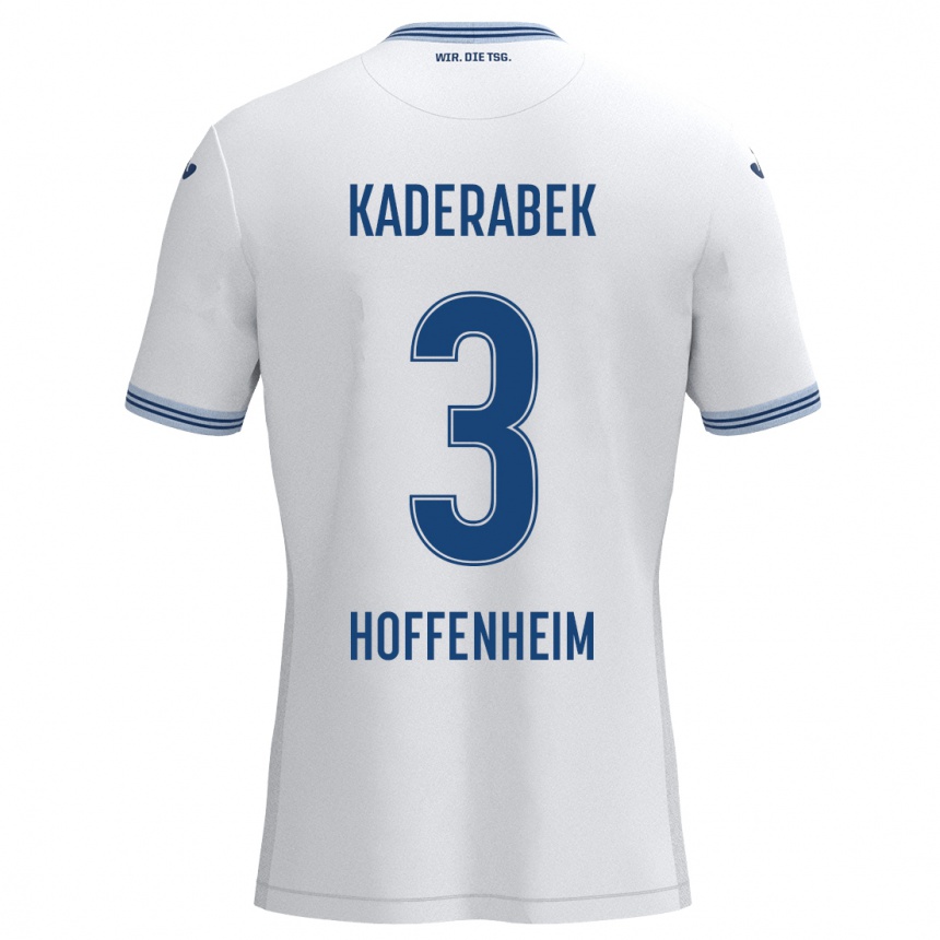 Women Football Pavel Kaderabek #3 White Blue Away Jersey 2024/25 T-Shirt Nz