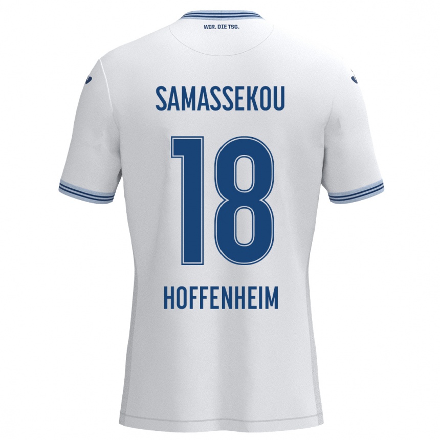 Women Football Diadié Samassékou #18 White Blue Away Jersey 2024/25 T-Shirt Nz