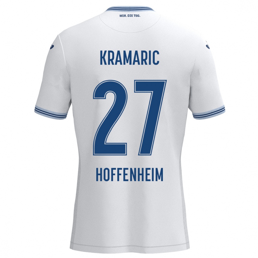 Women Football Andrej Kramaric #27 White Blue Away Jersey 2024/25 T-Shirt Nz