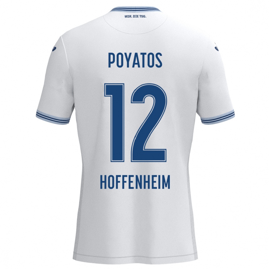 Women Football Miguel Poyatos #12 White Blue Away Jersey 2024/25 T-Shirt Nz