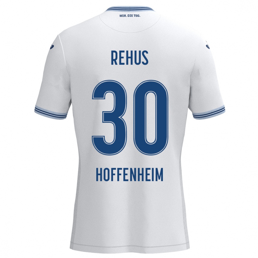 Women Football Milan Rehus #30 White Blue Away Jersey 2024/25 T-Shirt Nz