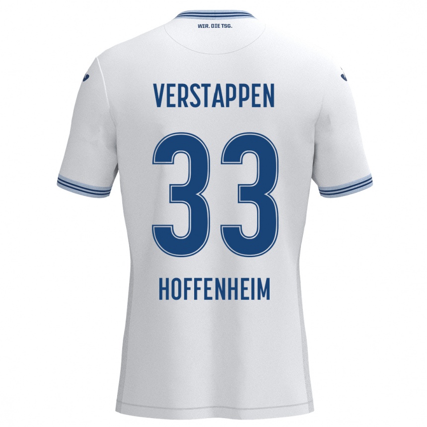 Women Football Eric Verstappen #33 White Blue Away Jersey 2024/25 T-Shirt Nz