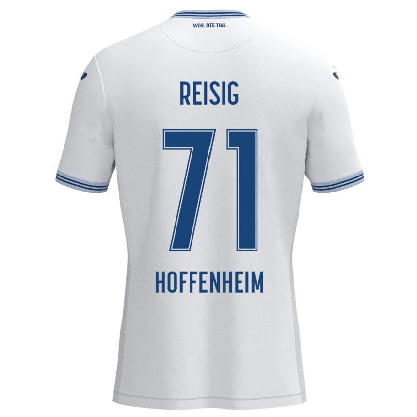 Women Football Ruben Reisig #71 White Blue Away Jersey 2024/25 T-Shirt Nz