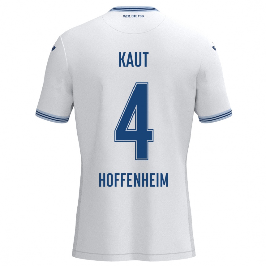 Women Football Lisann Kaut #4 White Blue Away Jersey 2024/25 T-Shirt Nz