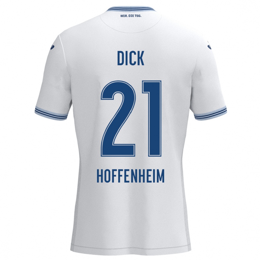 Women Football Laura Dick #21 White Blue Away Jersey 2024/25 T-Shirt Nz