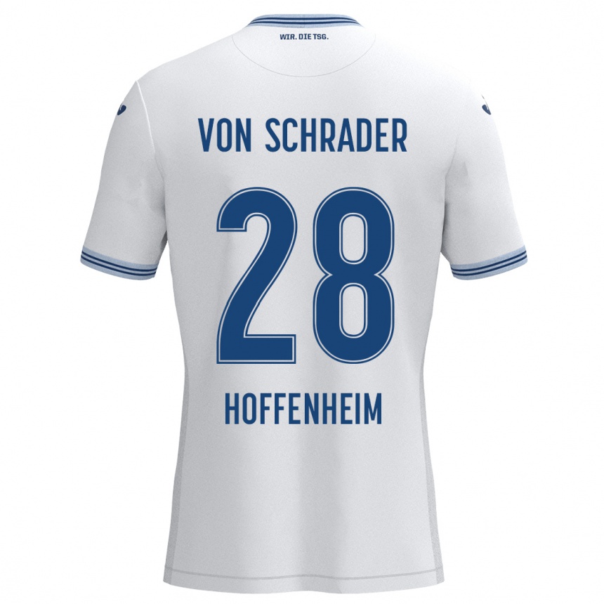 Women Football Lina Von Schrader #28 White Blue Away Jersey 2024/25 T-Shirt Nz